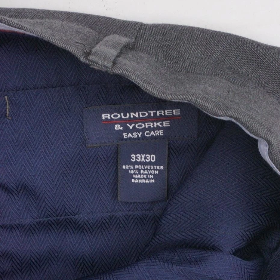 ROUNDTREE & YORKE Poly-Rayon Pleated Cuffed Dress Pants Charcoal 33x30 (4)