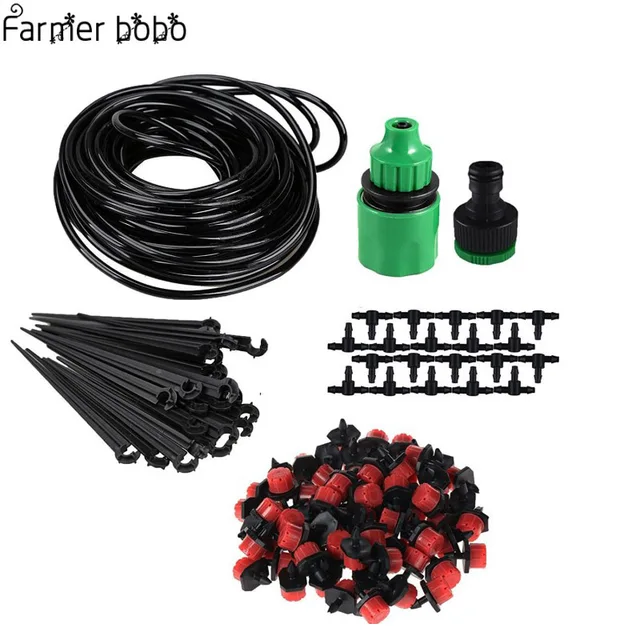 25M/5M/15M Micro Drip Irrigation Kit Plants Garden Watering System Automatic Garden Hose Kits Connector 30pcs Adjustable Drip