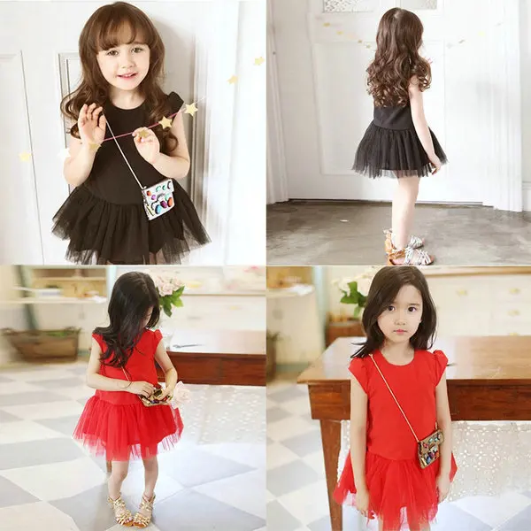 

New Arrival Baby Toddler One-Piece Dress Kid Girl Puff Sleeve Tulle Tutu Dress Party Dresses