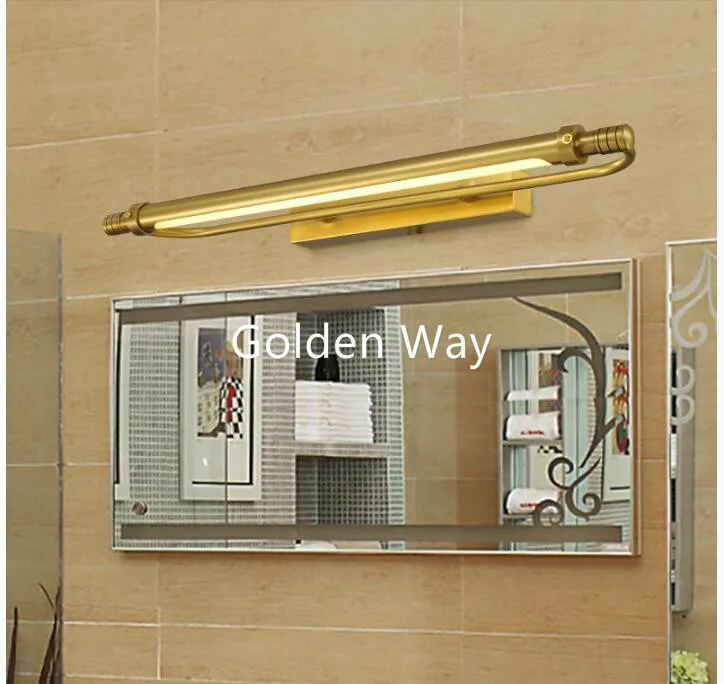 ماء الرجعية البرونزية 54 سنتيمتر/66 سنتيمتر أضواء مصباح مجلس الوزراء مرآة الغرور مرآة الحمام 100% النحاس الجدار مصباح led ضوء الجدار مصباح