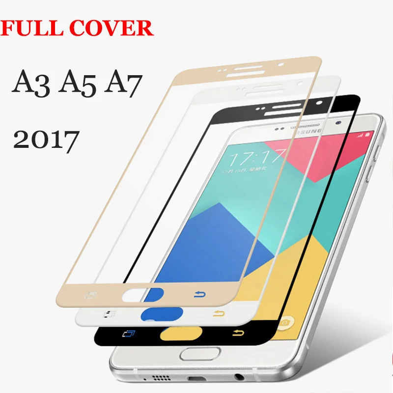 

9H Hardness Full Cover Premium Tempered Glass Screen Protector Film Protective for Samsung Galaxy A3 A320 A5 A520 A7 A720 2017