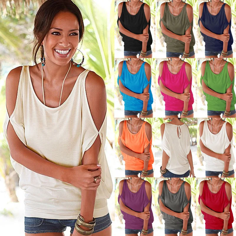 Batwing Sleeve T Shirt Fashion 2017 summer New font b Women b font beach off font
