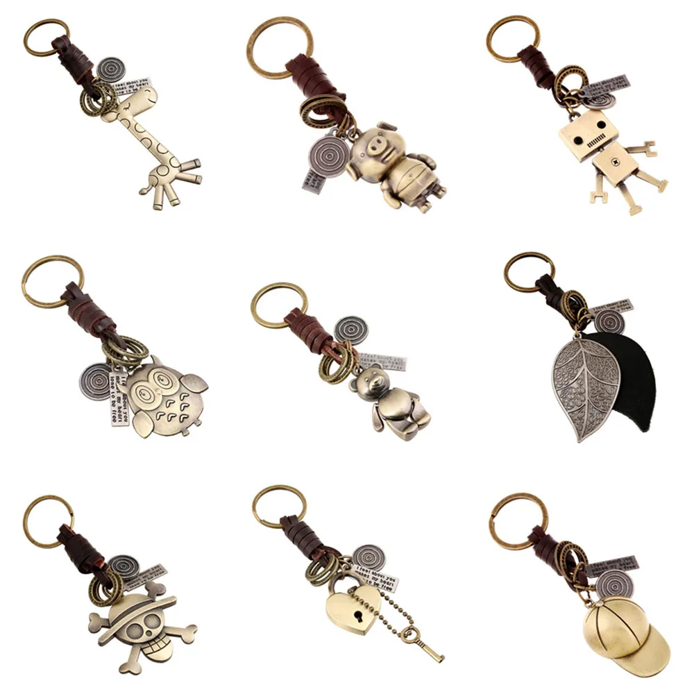 

Vintage Cap Letter Pendant Punk Leather Keychain Adjustable Key Chain Charms for Keys Car Keys Accessories Keychain on a Bag