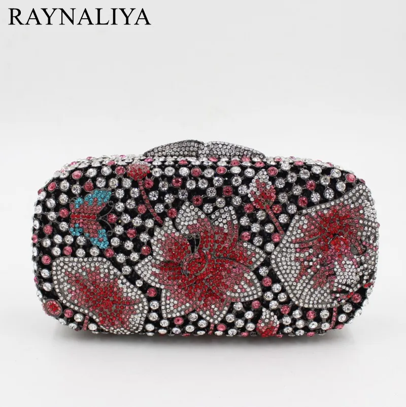 

Multi Crystals Casual Beading Fashion Evening Women Clutches Hollow Out Ladies Rhinestones Gun Metal Clutch Bags Smyzh-e0319