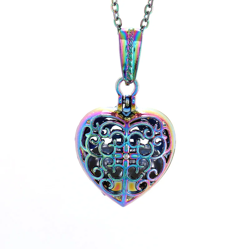 

Love Rainbow Color Pearl Cage Pendant Necklace Aromatherapy Essential Oil Diffusion Box Fashion Jewelry Gift 3 Pearls SC451