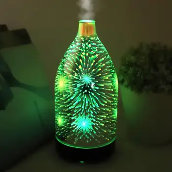 

100-240v 100ML Fireworks LED Night Light Air Humidifier Glass Vase Shape Aroma Essential Oil Diffuser