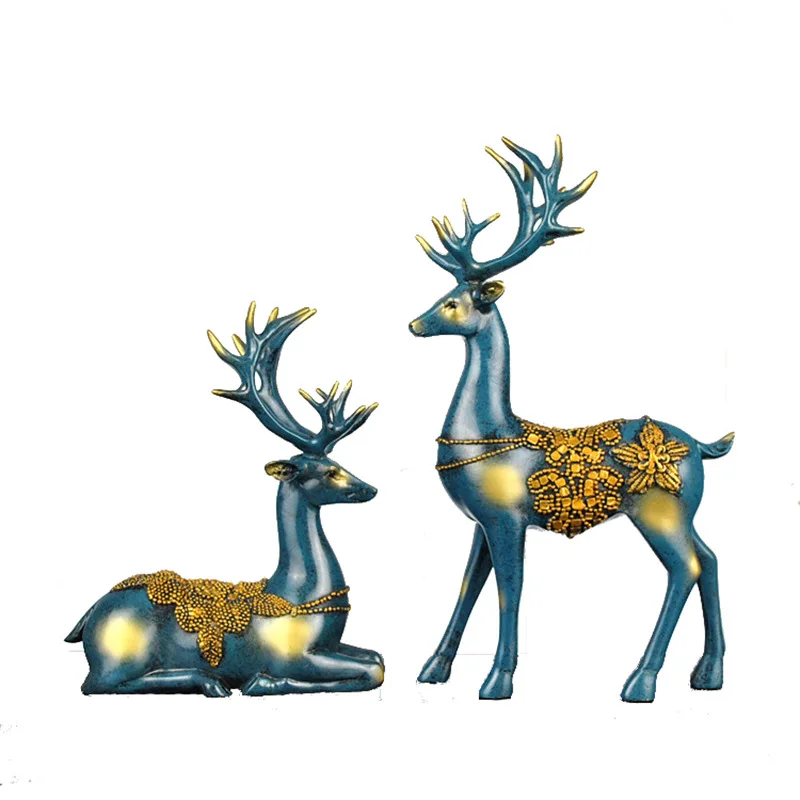 

Resin craft gift creative European couple elk ornaments high-end home decoration ornaments