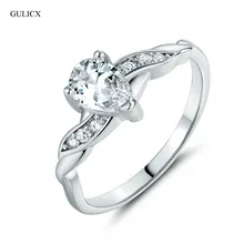 GULICX Мода г. Каплевидная форма палец кольцо из белого, золотого цвета, с украшением в виде кристаллов, обручальные кольца с кубическим цирконием, кольца для Для женщин ювелирные изделия R013