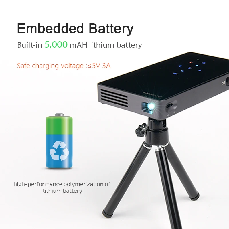 AUN inteligente proyector D5S Android 7,1 (opcional 2G + 32G) WIFI Bluetooth HDMI Cine en Casa Mini proyector - 4