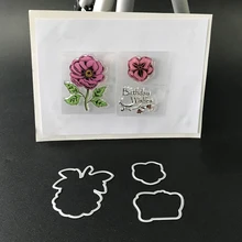 Clear stamp and cut dies set 3PCS flower stamp die in embossing stencil for scrapbooking card making decoration craft paper