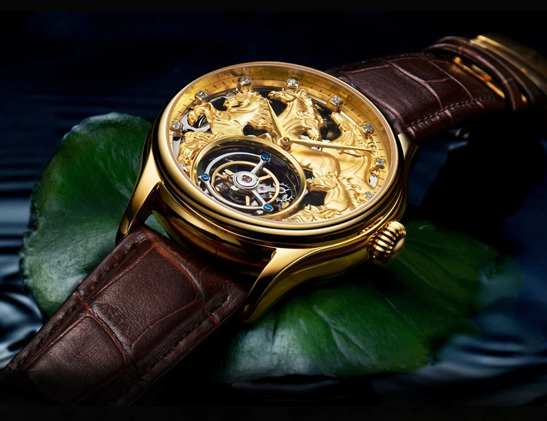 Брендовые роскошные мужские наручные часы высокого класса с турбийоном 24K золотые мужские водонепроницаемые часы автоматические механические часы Relojes Hombre подарок