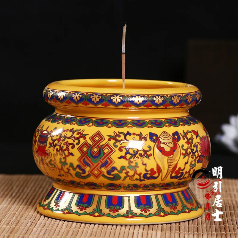 

craft Tibet gild Foo Dog Lion Buddhism incense burner Censer