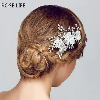 

ROSELIFE Handmade Bride Hair Accessory Wedding Hair Accessories White Flowers Hair Maker Pearl Hair Accessories