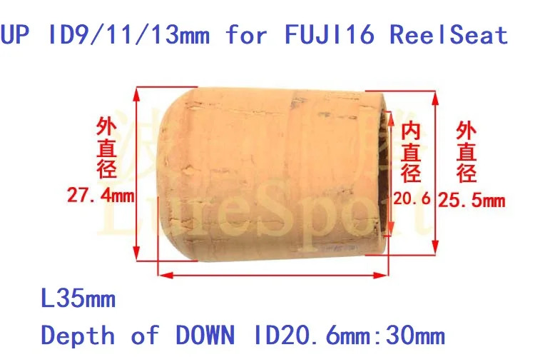 Luresport 3 шт. стержень пробковой крышка 35/60 мм FUJI kdps золы из пробкового дерева сцепление стержень компонента Ручка Ремонт полюс Аксессуары для ручной работы