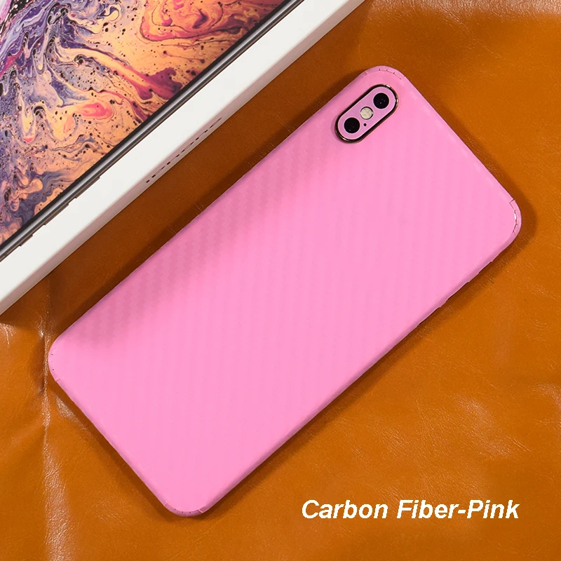 3D Carbon Fiber  Leather Wood Skins Protective Phone Back Cover Sticker For iPhone XS MAX XS X 8 Plus 7 6 6S Plus Back Sticker (3)