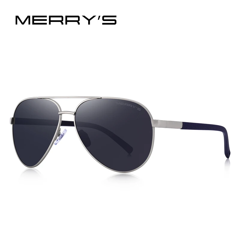 MERRYS, дизайнерские мужские классические солнцезащитные очки пилота, HD поляризационные солнцезащитные очки для вождения TR90, защита от уф400 лучей, S8190 - Цвет линз: C02 Silver