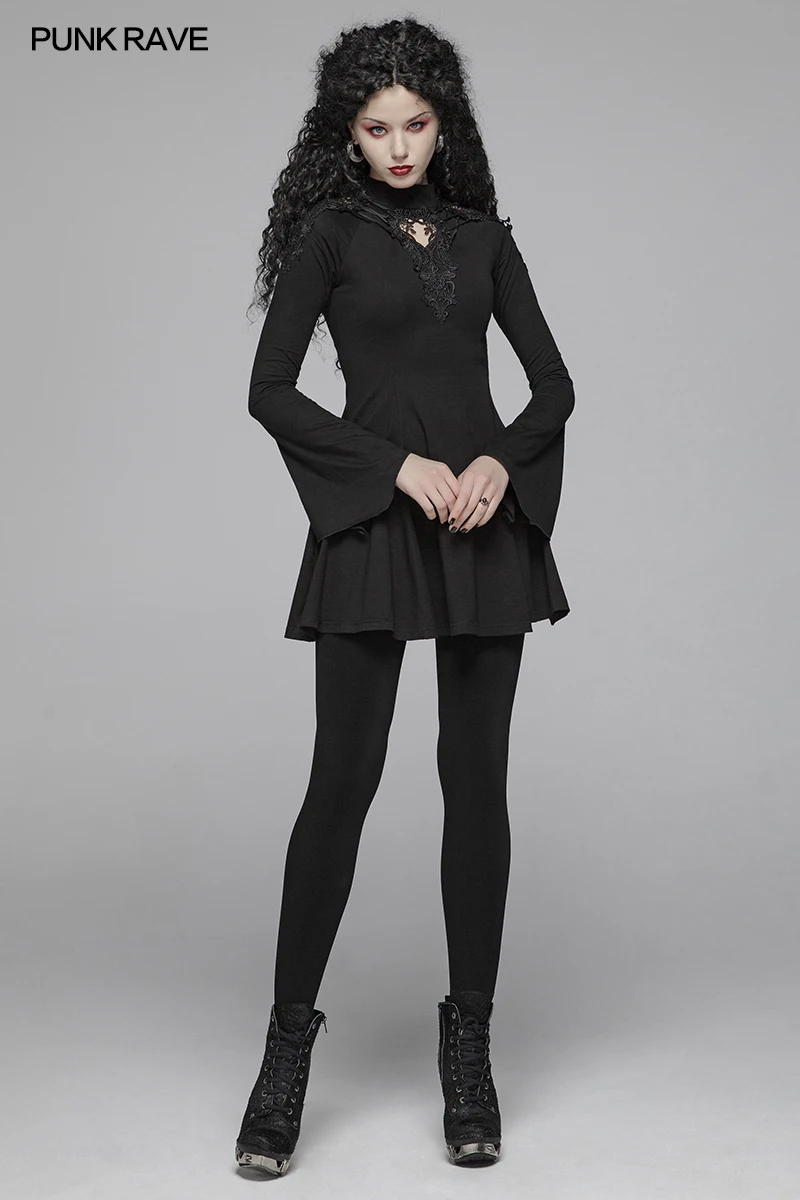 Панк рейв женское черное открытое мини готическое платье тонкое Сексуальное вечернее элегантное платье стимпанк Ретро плиссированное платье
