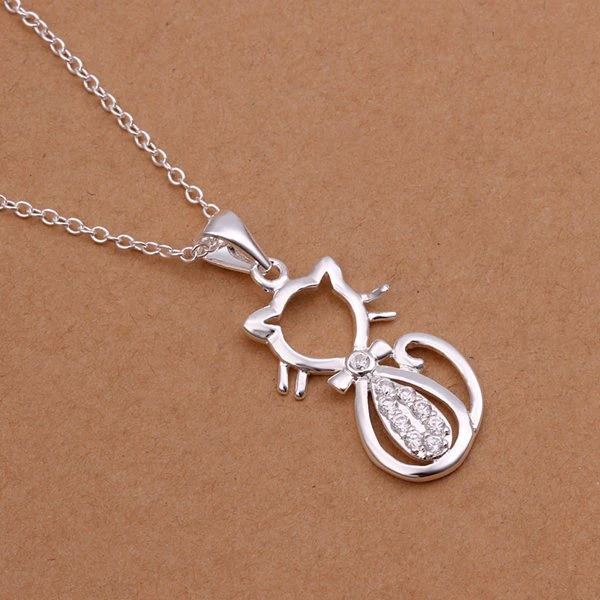 Fine silver plated necklace fashion jewelry chain. cat necklaces & pendants Fine silver plated necklace fashion jewelry chain. cat necklaces & pendants