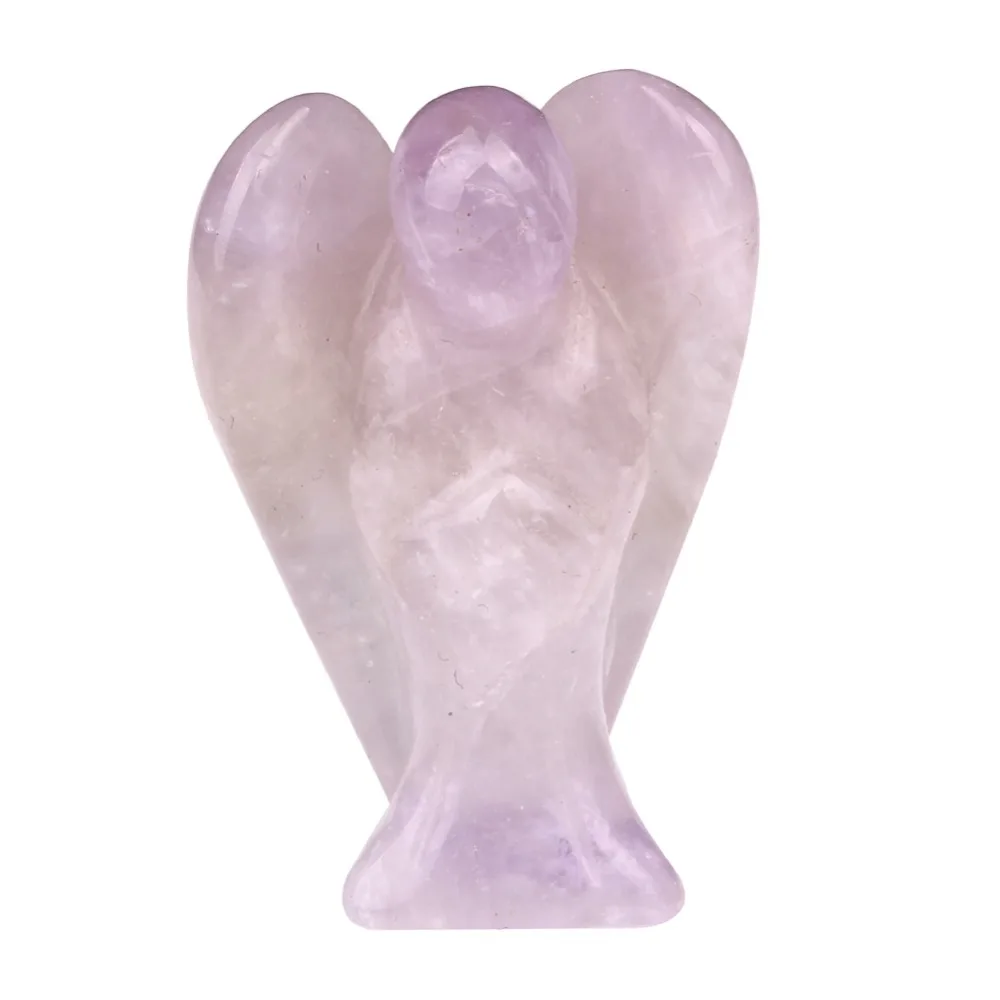 1.4" Natural Quartz Amethyst Stone Crystal Angel Figurine with Wing Reiki Healing Stones and