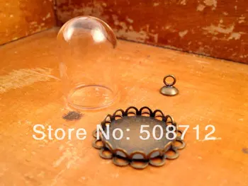 

Clear Small Dome Cloche Glass Bottle Pendant Bronze Base and Top Terrarium Bottle Charm Apothecary Bottle Jewelry Supplies