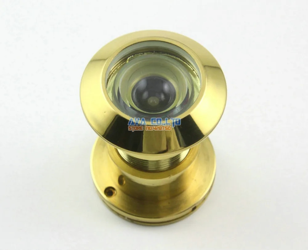 Gold Tone Metal 220 Degree Angle Door Viewer Peephole w Cover 42 55mm