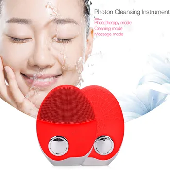 

IPX 7 Waterproof Silicone Face Brush Dirt Acne LED Light Photon Deep Cleaning Instrument Salon Face Lifting Tightening Massager