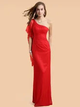 Bodenlangen Keine 2015 Abendkleid Charming Mantel Lang Ein Schulter Abendkleid Elegante Formale Kurzarm Vestido De Noche