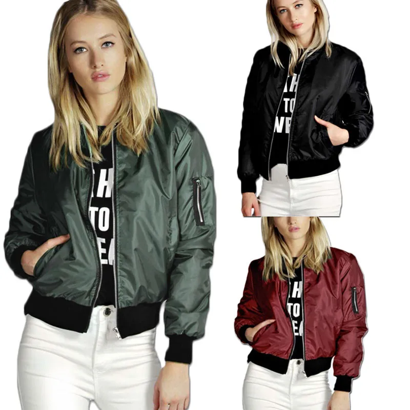 

Oufisun Plus Size Women Jacket 2019 Solid Coats Long Sleeve Basic Female Jackets Bomber Thin Ladies Coats Autumn Winter Outwear