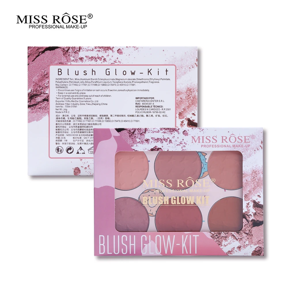 Miss Rose, 6 цветов, минеральная палитра румян для щек, водостойкая шелковистая пудра, румяна для лица, макияж, бронзант, контур, натуральный, стойкий