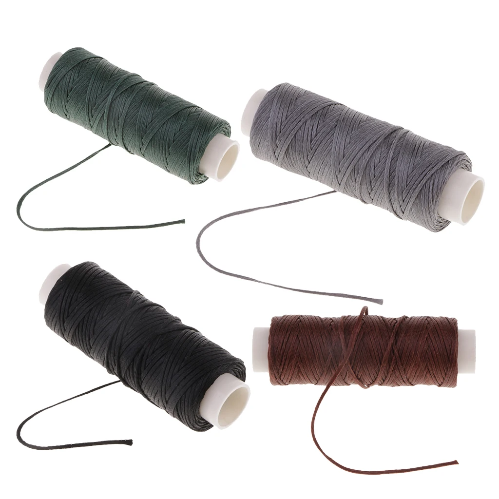 4 Pieces 0.8mm 25 Meters Flat Waxed Thread For Leather Sewing Leather Crafts Hand Stitching, Jewelry Crafts