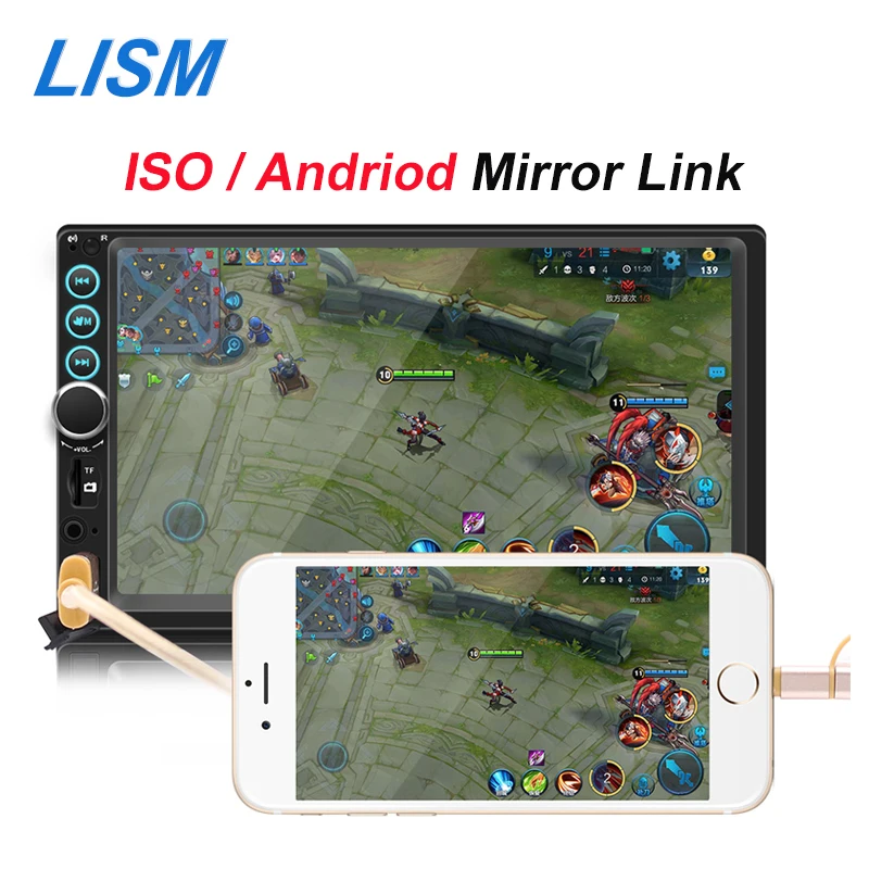 

2018 Car Radio ISO Android Mirror Link Car MP5 Player Bluetooth Stereo Audio FM AUX USB TF Video Play Rear View Camera Autoradio