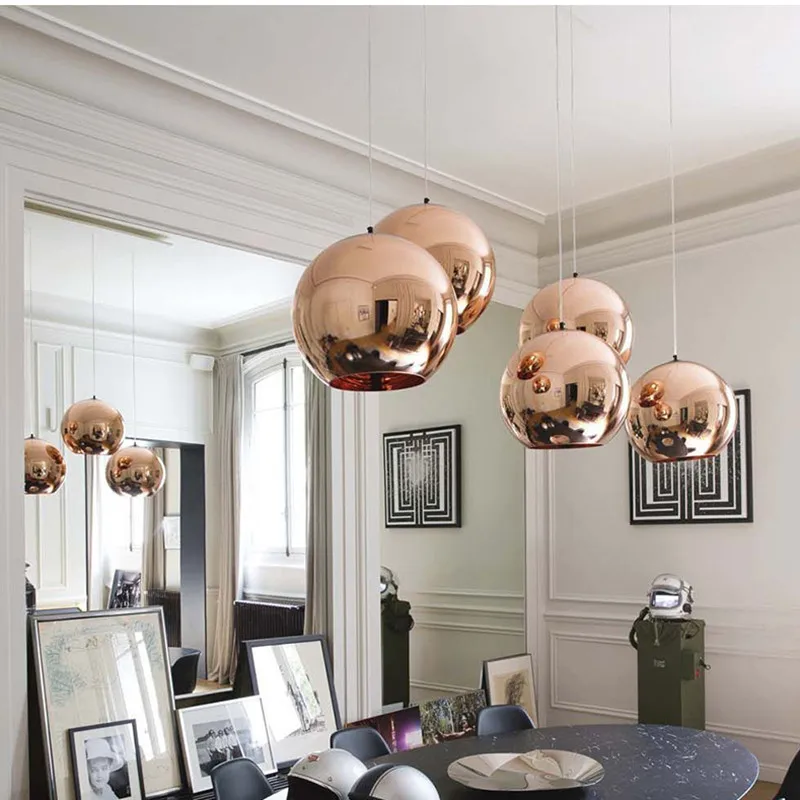 Wonderland LED Chandelier Ball Light Pendant Lamp Glass Ball Light Luster Modern Copper Sliver Shade Mirror Christmas