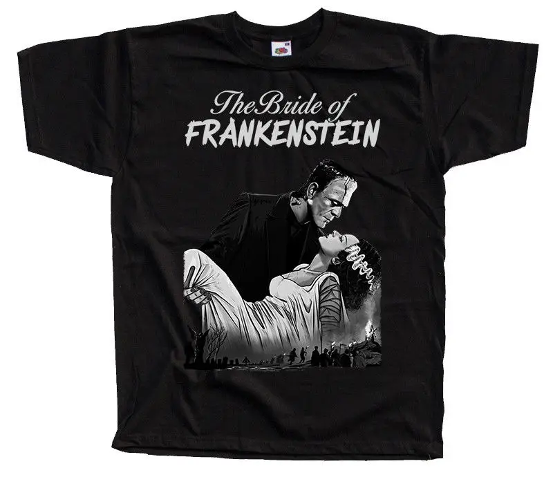 

The Bride Of Frankenstein Movie Poster Men'S Tshirts Streetwear Harajuku T Shirt Gym T Shirts Black Of White T-Shirts For Men