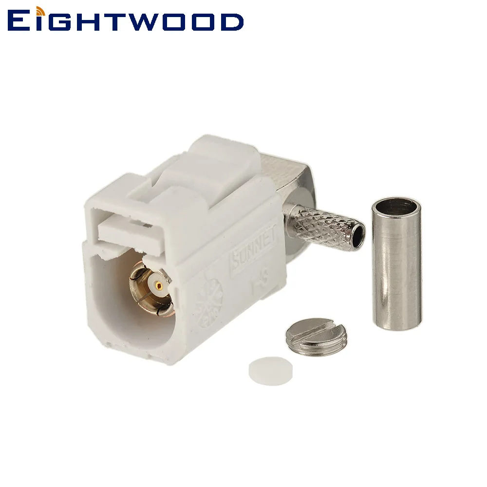 

Eightwood Car Phantom Radio Antenna Reciever Fakra B White/9001 Jack Female Connector Crimp for RG316 RG174 LMR100 Cables (5PCS)