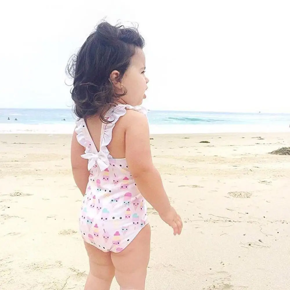 

Swimwear Girls Kids Toddler Baby Kids Swimsuit Ice-cream Printed Romper Swimwear Beachwear Suit kız bebek mayo A1