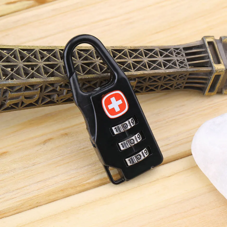2pc Swiss Cross Symbol Combination Safe Code Number Lock Padlock for Luggage Zipper Bag Backpack