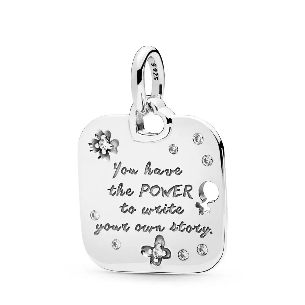 

KAKANY 925 Sterling Silver Women's Rights Motto Pendant Fits Pandora Style Bracelet and Necklace Original DIY Jewelry