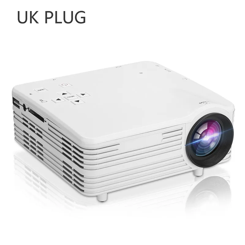 LED1018 Мини Портативный ЖК-проектор с HDMI USB VGA AV SD мультимедийные интерфейсы поддержка 1080P для домашнего кинотеатра PK yg300 - Цвет: white uk plug