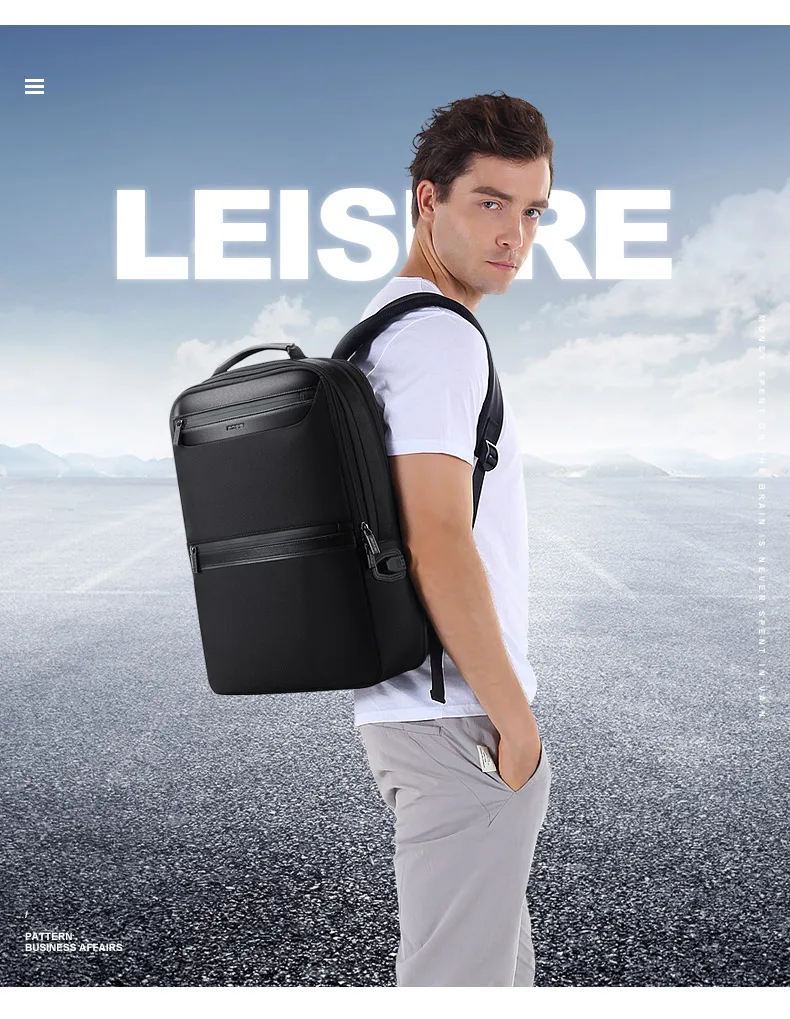 BOPAI мужской черный рюкзак с защитой от кражи 15,6 дюймов, рюкзак для компьютера, водонепроницаемый рюкзак на молнии для передней сумки, мужской деловой рюкзак для путешествий