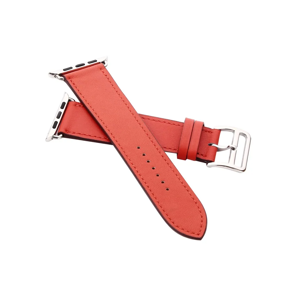 Genuine Leather strap For Apple watch band apple watch 5 4 3 band 44mm/40mm Iwatch series 5 4 3 2 1 42mm 38mm bracelet watchband - Цвет ремешка: Red