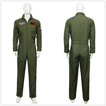 

Top Gun Men Flight Suit Airman Costume Halloween Party Cosplay Policeman Special Forces Jumpsuit Role Play Pilot Aviator Uniform