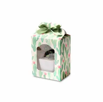 

12.5*6.7*9.8cm 50 Pcs cute cactus Paper Box Wedding Christmas Birthday Cookie Candy Chocolate Macaron packaging Storage Boxes