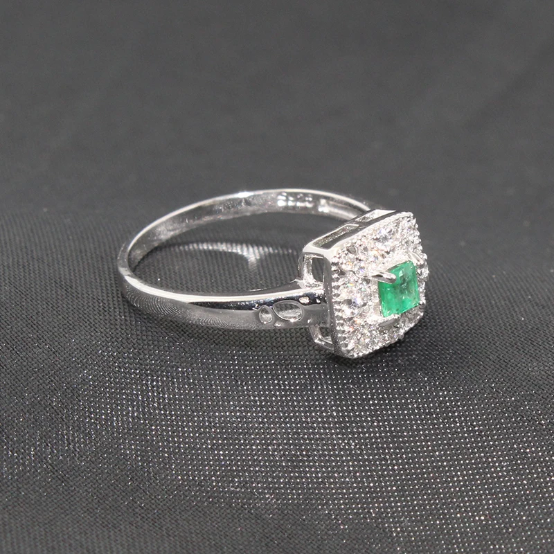 Романтическое серебряное обручальное кольцо с изумрудом для женщин 3 мм* 3 мм натуральное SI ранг Изумрудное серебряное кольцо из стерлингового серебра 925 пробы Изумрудное ювелирное изделие