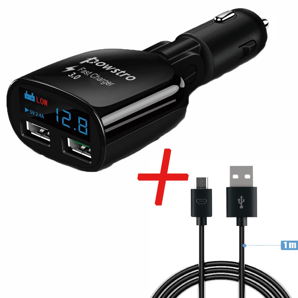Автомобильное зарядное устройство Powstro 3 0 с двойным USB зарядным устройством 2 4 А