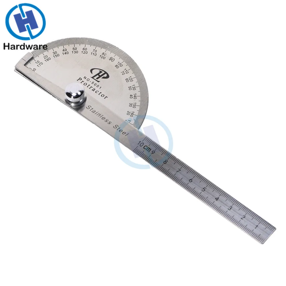 Buscador del ángulo del transportador, herramientas de medición de acero inoxidable, 180 grados, 1 ud.