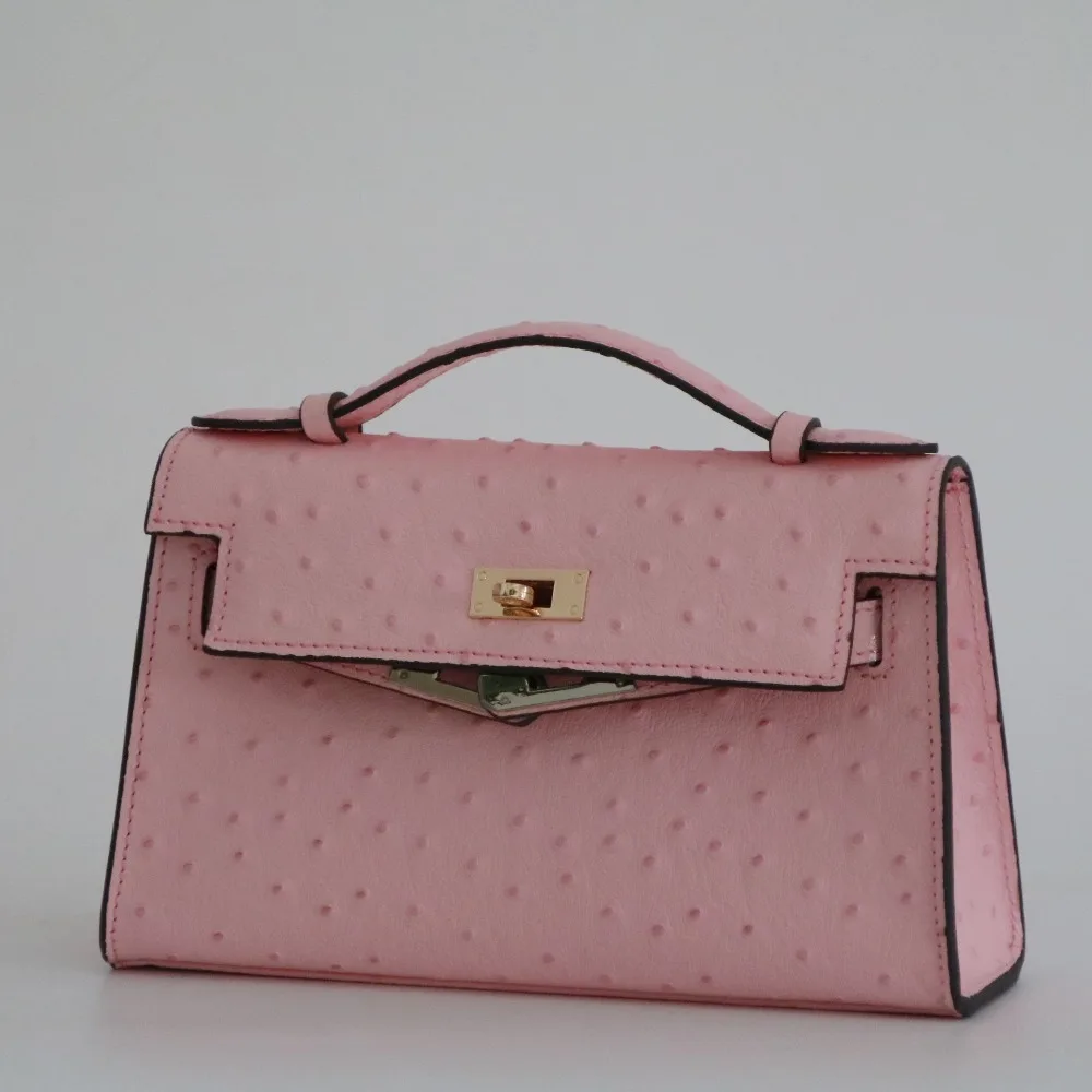 

Women Clutch Bag Genuine Leather Handbag Fashion Ostrich Pattern Evening bag Female Shoulder Bag Messenger Bag~18B13