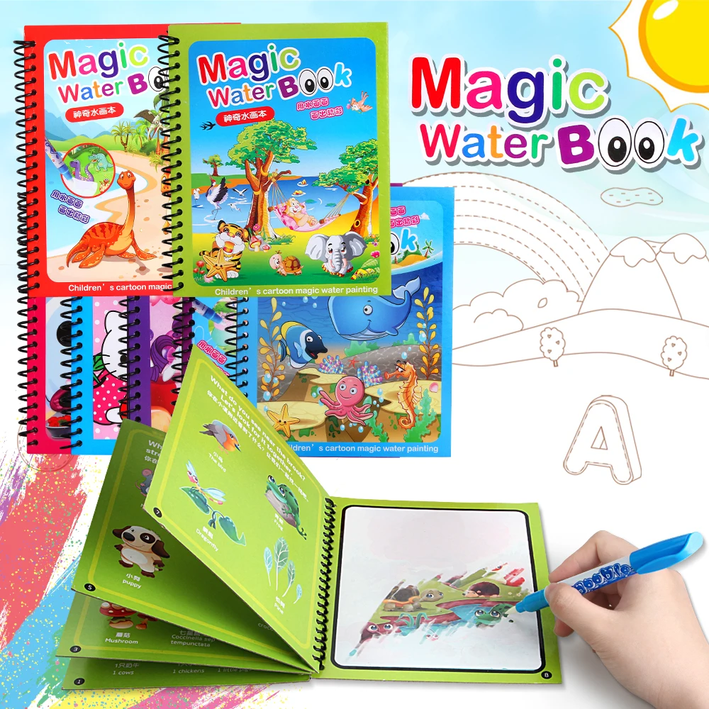 

3PCSMagic Water Drawing Book Coloring Book Doodle With Magic Pen Painting Drawing Board Birthday Gift Toys For Kids