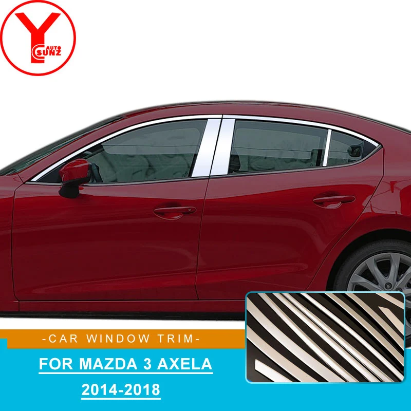 Stainless Steel car window trim strips For mazda 3 axela 2014 2018