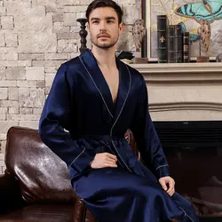 Cearpion новый бренд мужской банный халат элегантная однотонная пижама с длинными рукавами натуральный шелковый халат Для мужчин мягкая