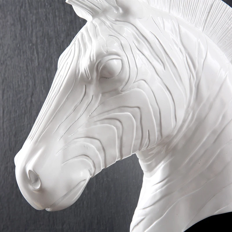  36cm Art Sculpture Zebra Head 3D Wall Animal Resin Simulation Bedroom Decor Bar Craft Model Interio - 32968342005